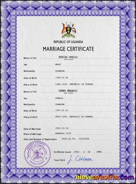 Uganda marriage certificate
